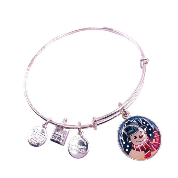 Alex and Ani Snowman Charm Bracelet Silver Finish - Expands 2"- 3.5” - Picture 1 of 4